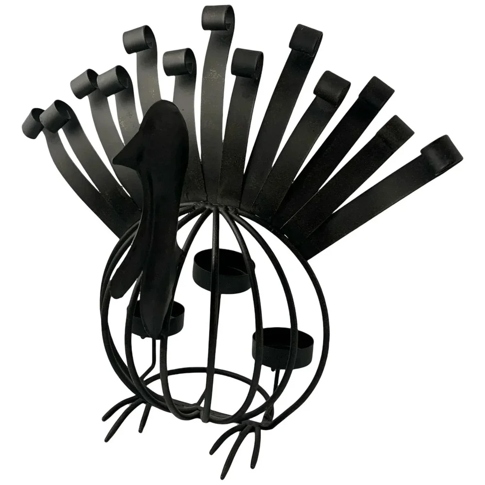 Turkey Tea Light Holder Black Wrought Iron Thanksgiving Decor